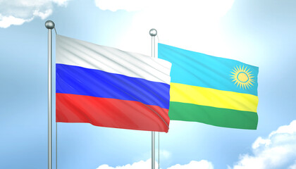 Russia and Rwanda Flag Together A Concept of Realations