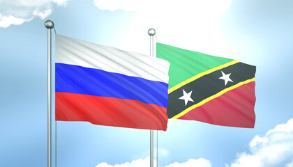 Russia and Saint Kitts and Nevis Flag Together