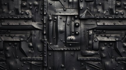 Black metal texture background design.Generative AI - obrazy, fototapety, plakaty