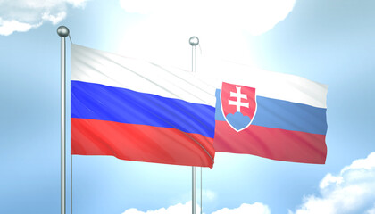 Russia and Slovakia Flag Together A Concept of Realations