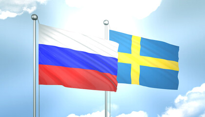 Russia and Sweden Flag Together A Concept of Realations