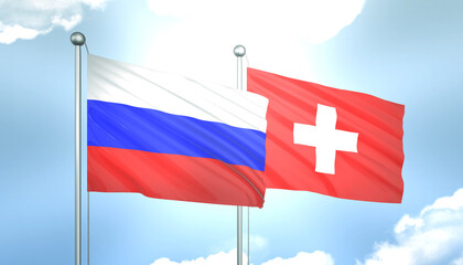 Russia and Switzerland Flag Together A Concept of Realations