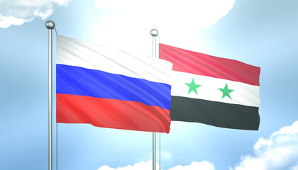 Russia and Syria Flag Together A Concept of Realations