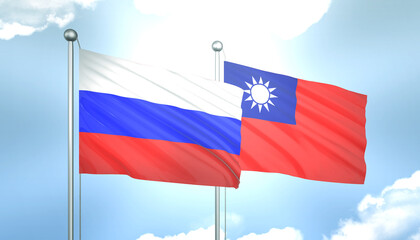 Russia and Taiwan Flag Together A Concept of Realations