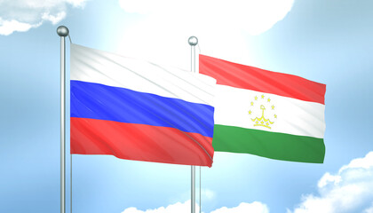 Russia and Tajikistan Flag Together A Concept of Realations