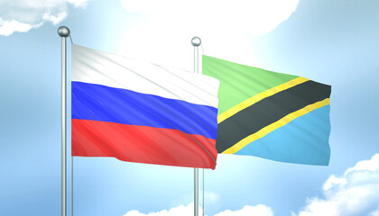 Russia and Tanzania Flag Together A Concept of Realations
