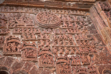 India Kalna temples on a cloudy winter day