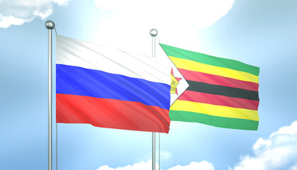 Russia and Zimbabwe Flag Together A Concept of Realations
