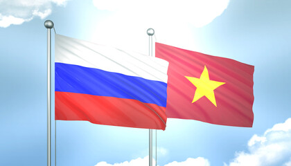 Russia and Vietnam Flag Together A Concept of Realations