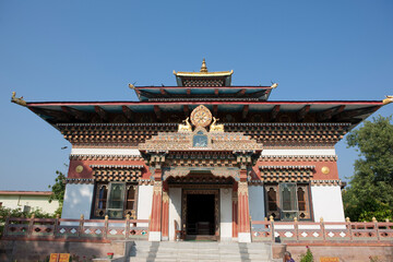 Naklejka premium India Bodhigaya Bhutanese temple on a sunny winter day