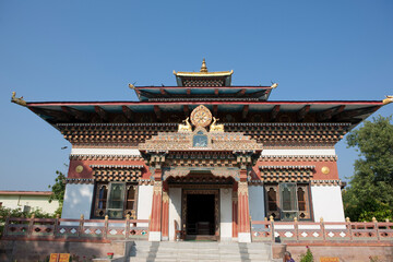 India Bodhigaya Bhutanese temple on a sunny winter day