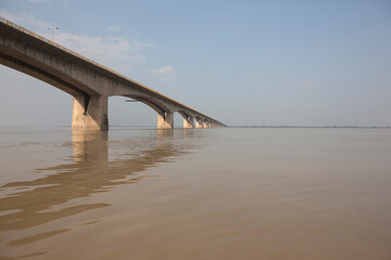 India Patna bridge over the Ganges on a sunny winter day