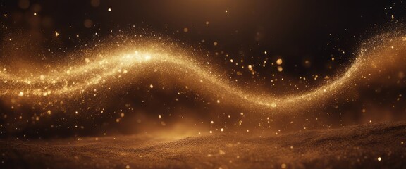 Golden sparkle trail dust in swirl wave style