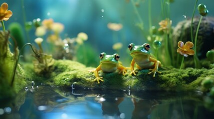 Fototapeta premium Beautiful and charming frog, wallpaper