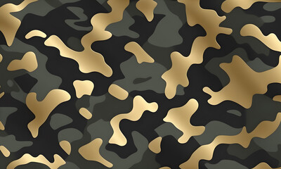 Black Gold Camouflage Pattern Military Colors Vector Style Camo Background Graphic Army Wall Art Design