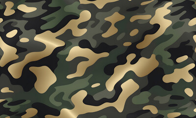 Fototapeta premium Black Gold Camouflage Pattern Military Colors Vector Style Camo Background Graphic Army Wall Art Design