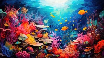 Fototapeta na wymiar Ocean's Palette: The Vibrant Life of Coral Reefs