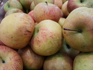 harvest fresh apples ready to be sold on the market