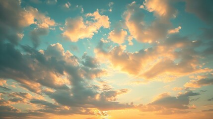 Obraz premium A serene sky adorned with subtle shades of gray, yellow, and orange, featuring soft clouds.