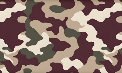 Fototapeta premium Beige Burgundy Camouflage Pattern Military Colors Vector Style Camo Background Graphic Army Wall Art Design