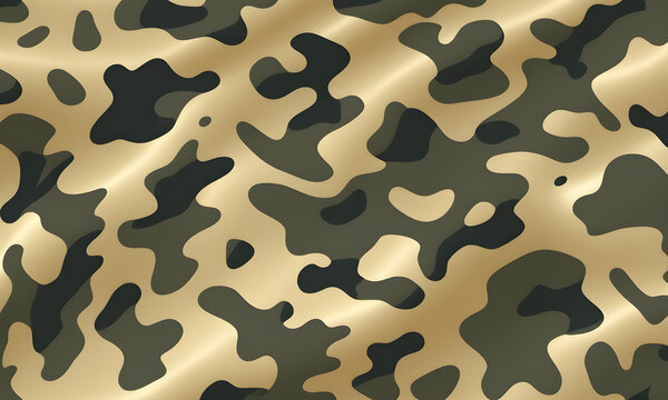 Gold Green Camouflage Pattern Military Colors Vector Style Camo Background Graphic Army Wall Art Design