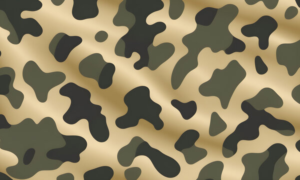 Gold Green Camouflage Pattern Military Colors Vector Style Camo Background Graphic Army Wall Art Design