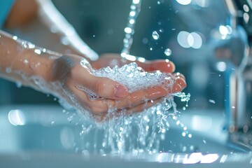 Hand washing with soap to prevent flu and coronavirus, hygiene and disinfection