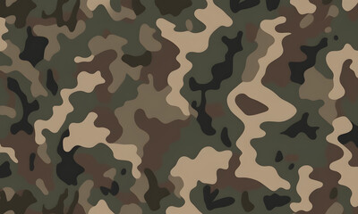 Fototapeta premium Green Brown Camouflage Pattern Military Colors Vector Style Camo Background Graphic Army Wall Art Design