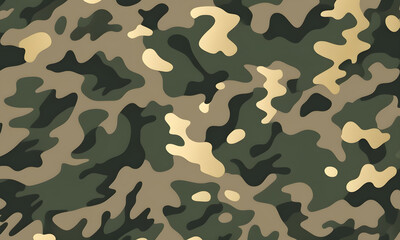 Naklejka premium Green Gold Camouflage Pattern Military Colors Vector Style Camo Background Graphic Army Wall Art Design
