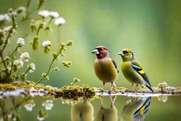 Fototapeta premium bird on a branch of spring