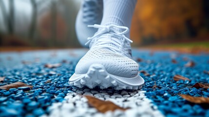 Close Up of White Running Shoes - obrazy, fototapety, plakaty