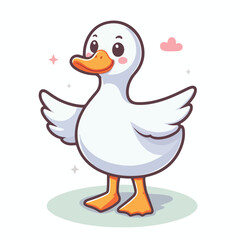 cute duck posing on white background. logo mascot animal