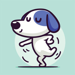 Joyful Cartoon Dog Mascot Logo Character Dancing Alone With a Graceful Twist and Tail Wag