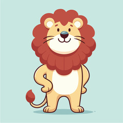 Obraz na płótnie Canvas Cute lion smiling with a good pose. Logo mascot animal