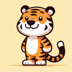 cute tiger posing against a soft background. logo mascot design