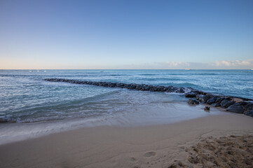 Waikiki Hawaii Seascape at Dawn Under Clear Skies.