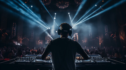 DJ in action, view from the back, Concert online
