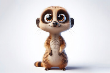 Obraz premium full body Funny Portrait of surprised Meerkat with bulging big eyes on solid white background. ai generative