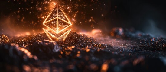 ETC cryptocurrency logo appears on dark matter background. Growth concept.