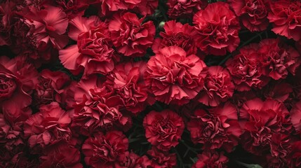 Obraz premium Carnations flowers with red petals Close Up. Natural wallpaper. Spring is here