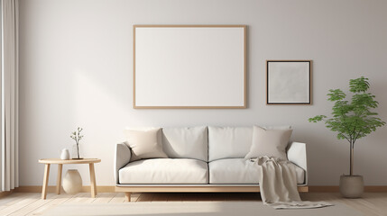 Fototapeta na wymiar Modern living room with mock-up frame