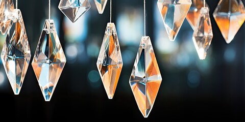 hanging glass crystals - obrazy, fototapety, plakaty