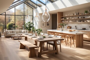 Kitchen designed in the Scandinavian style, clean lines and a minimalist aesthetic. Neutral color palette