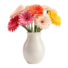 Gordijnen Beautiful gerbera flowers bouquet in a vase solated on white or transparent background, png clipart, design element. Easy to place on any other background. © Sunny_nsk