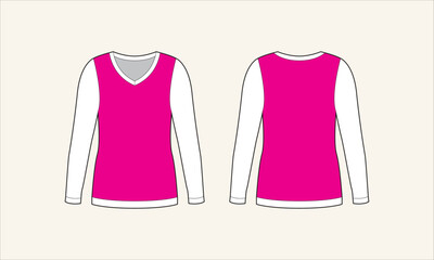 Solid Color V-Neck Women Sweater Sketch for Tach Pack