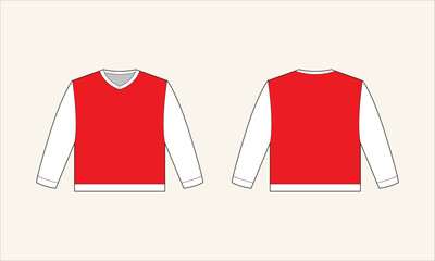 Solid Color V-Neck Kid's Sweater Sketch for Tach Pack