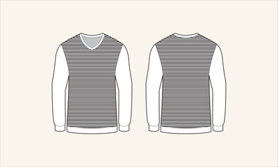 Two Color Stripe V-Neck Men's Sweater Sketch for Tach Pack