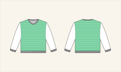 Two Color Stripe V-Neck Kid's Sweater Sketch for Tach Pack