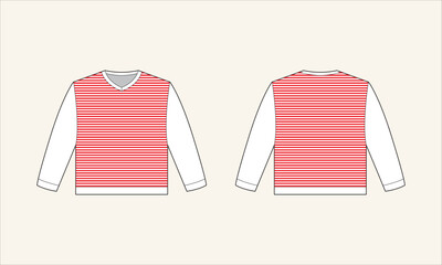 Two Color Stripe V-Neck Kid's Sweater Sketch for Tach Pack