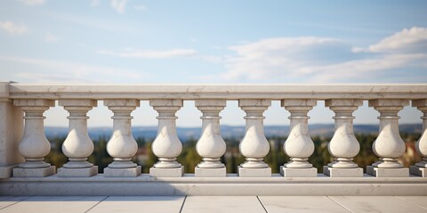 Realistic set of Greek or Roman-style balustrades made of white stone or marble for balconies, terraces, and stairs.